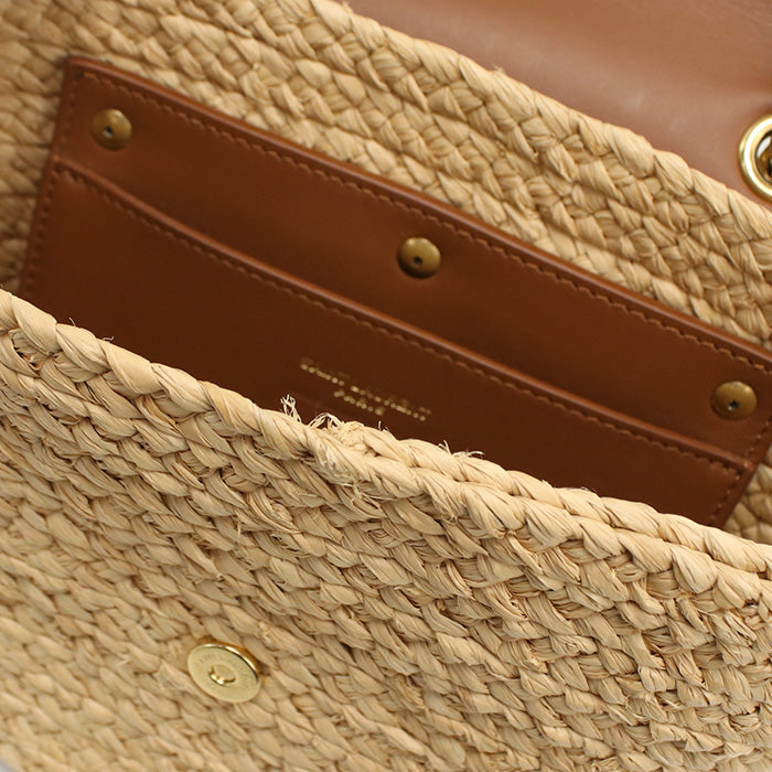 SAINT LAURENT – Manon Mini Basket Bag – Raffia & Leather Beige – Madagascar – 100% Authentic Previously Owned Very Good Condition ~43% Off MSRP