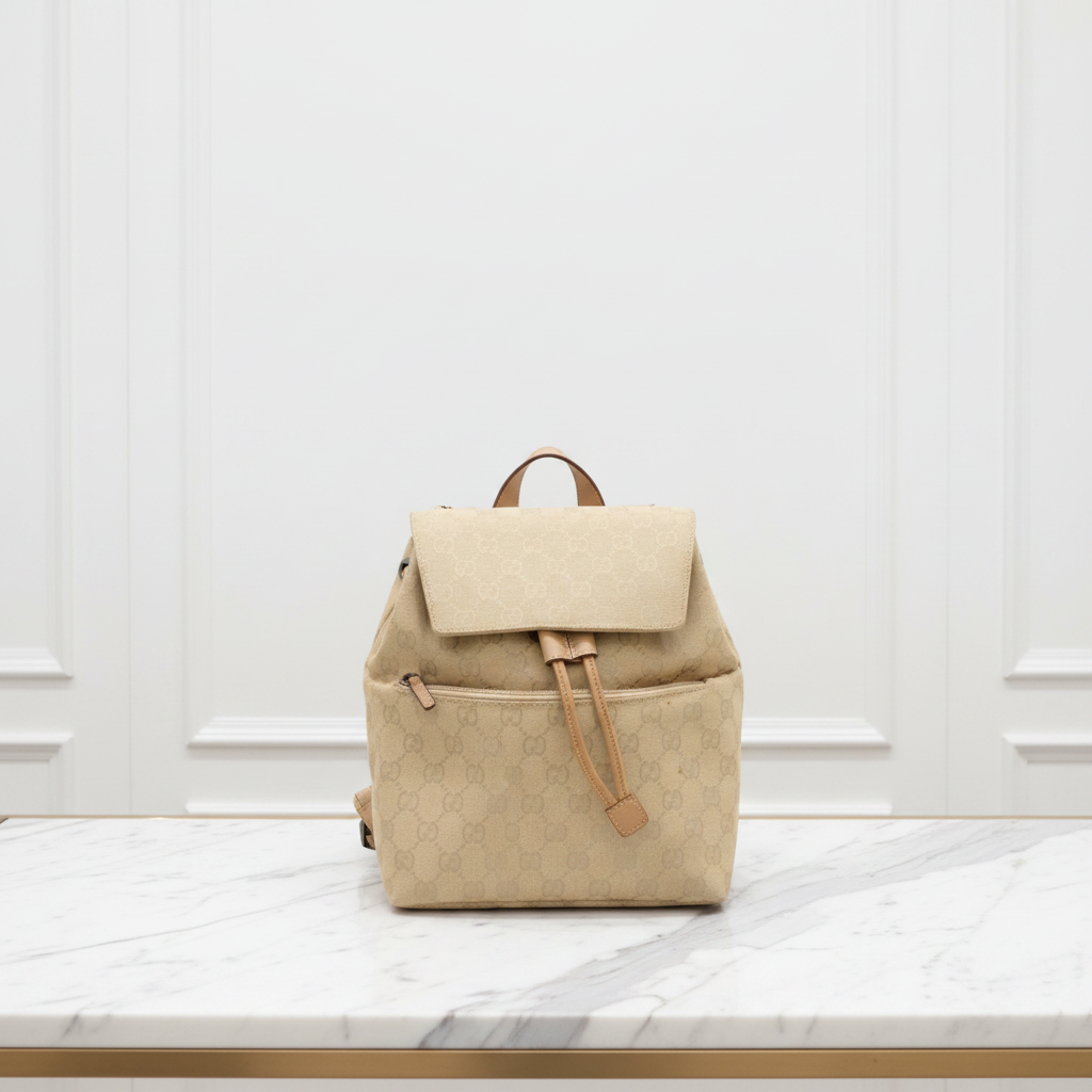 GUCCI Monogram Mini Beige Backpack Daypack Authentic Previously Owned – LLUXE