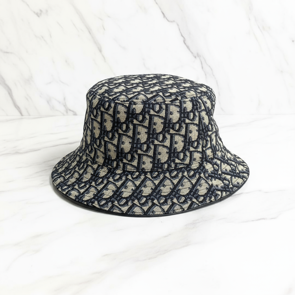 Dior Trotter Pattern Hat in Navy 100% Authentic ✨ Very Good Pre-Owned Condition ~ 26% off MSRP