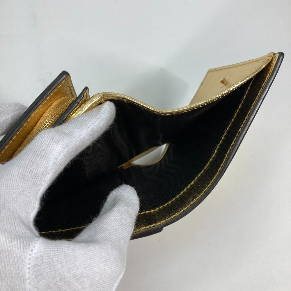 GUCCI Folded Wallet – GG Marmont Compact Wallet – Gold Leather – 100% Authentic Previously Owned Excellent Condition