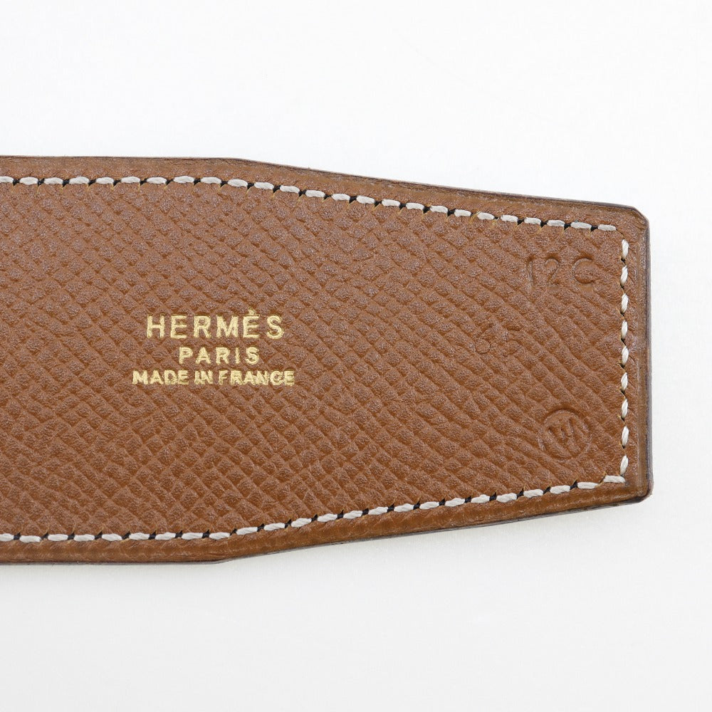 HERMÈS Boxcalf & Courchevel Belt with Horse Medallion Buckle