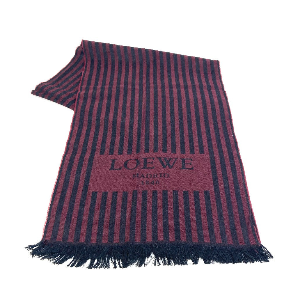 LOEWE – Wool Stall / Scarf – Wine Red × Black Stripe – 100% Authentic Previously Owned Excellent Condition ~41% Off MSRP