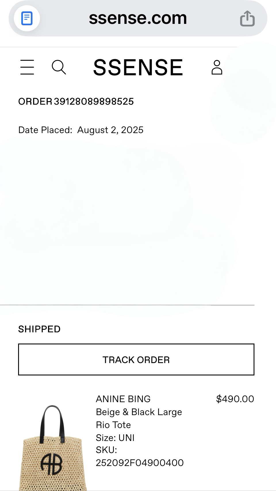 ANINE BING
Beige & Black Large Rio Previously Owned Tote