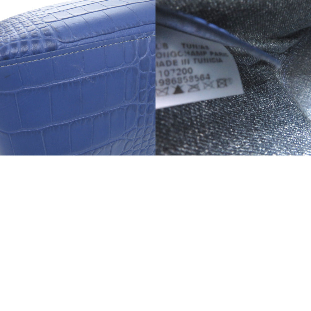 Longchamp – Rozo Tote Bag Blue Crocodile-Embossed Leather