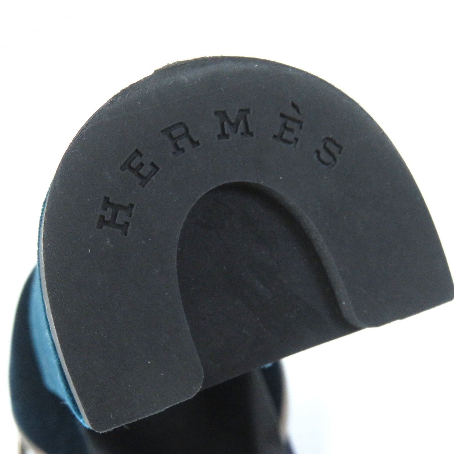 HERMÈS Violetta Ankle Strap Chunky Heel Sandals in Navy Velor, Size 36