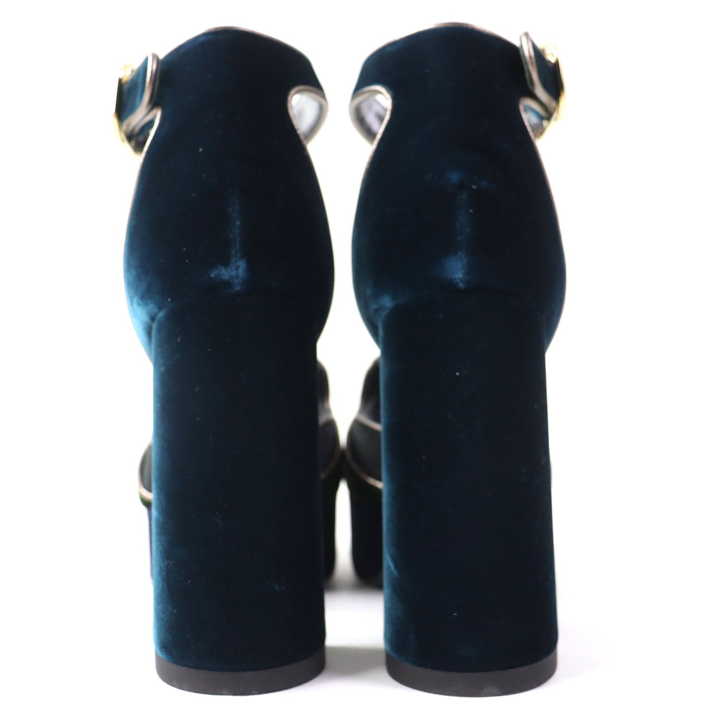 HERMÈS Violetta Ankle Strap Chunky Heel Sandals in Navy Velor, Size 36