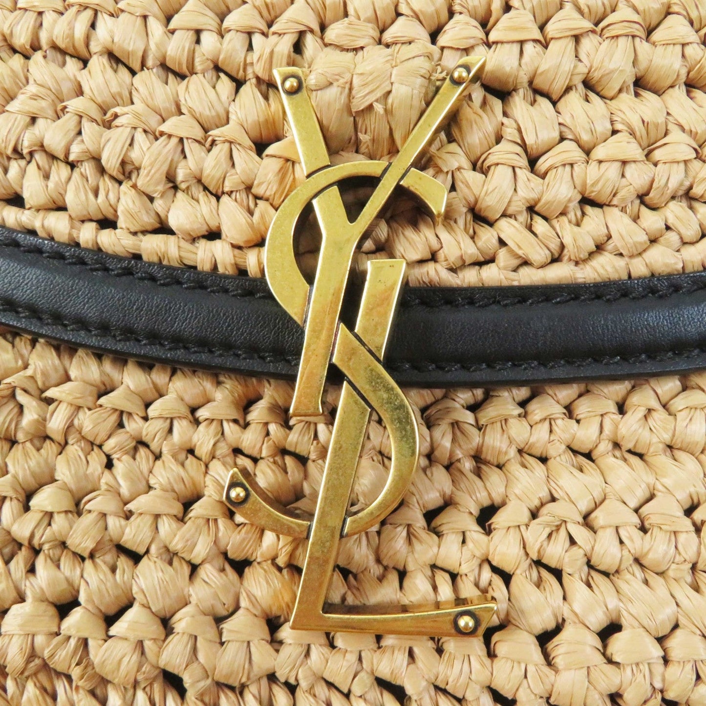 SAINT LAURENT – Kaia Shoulder Bag – Natural Raffia & Black Leather – Italy – 100% Authentic Previously Owned Pristine Condition ~39% Off MSRP