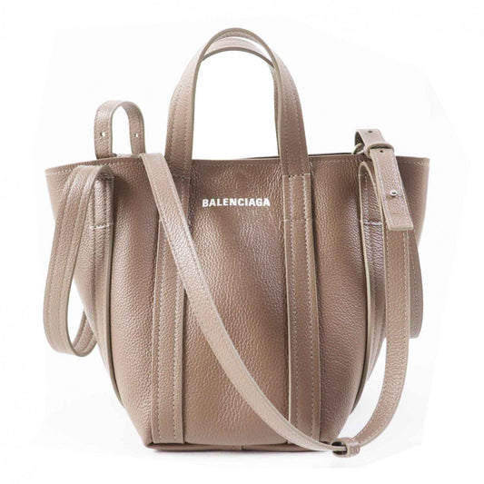 BALENCIAGA 2020s Everyday XS North South 2020s Tote Bag in Brown Leather –Silver-tone Hardware