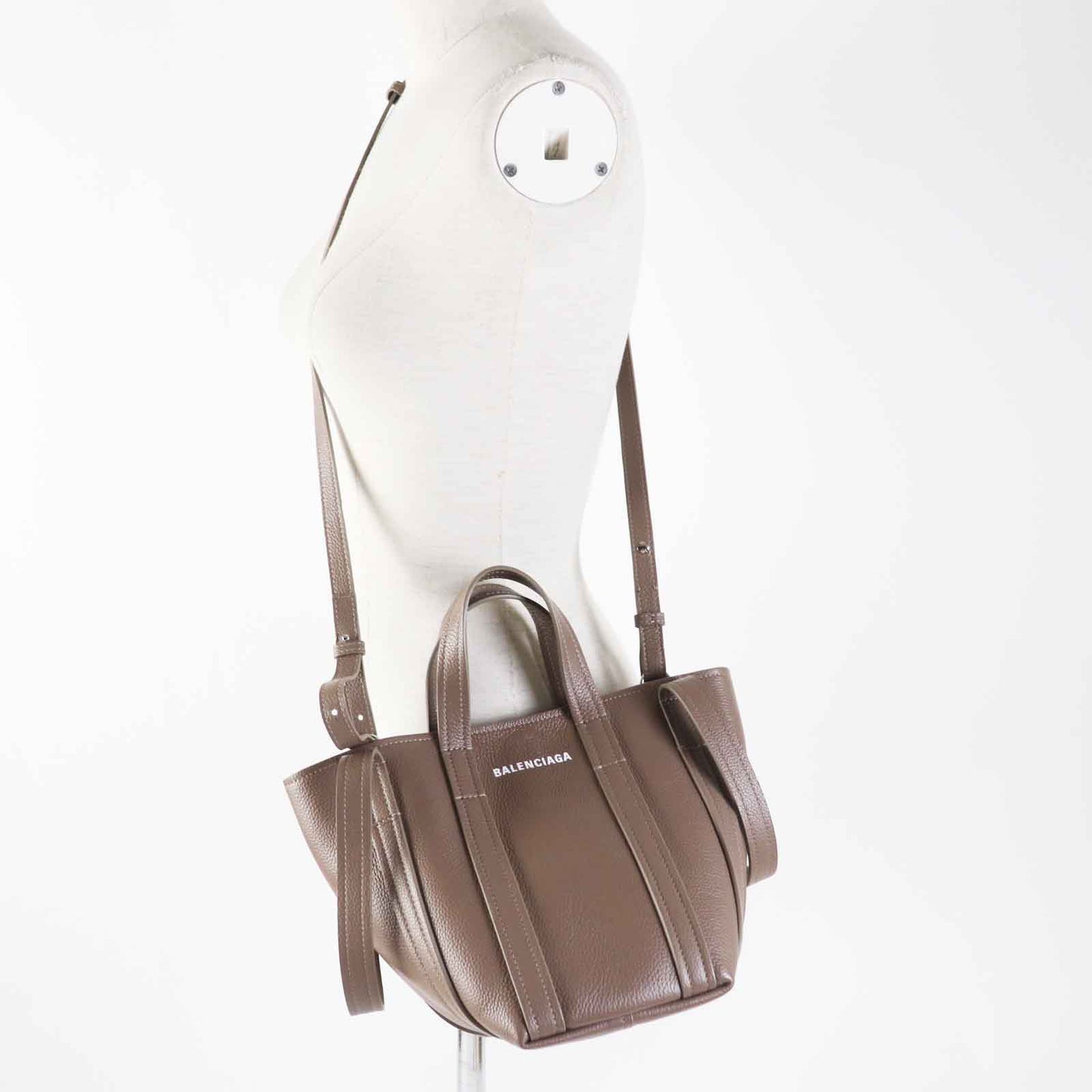 BALENCIAGA 2020s Everyday XS North South 2020s Tote Bag in Brown Leather –Silver-tone Hardware