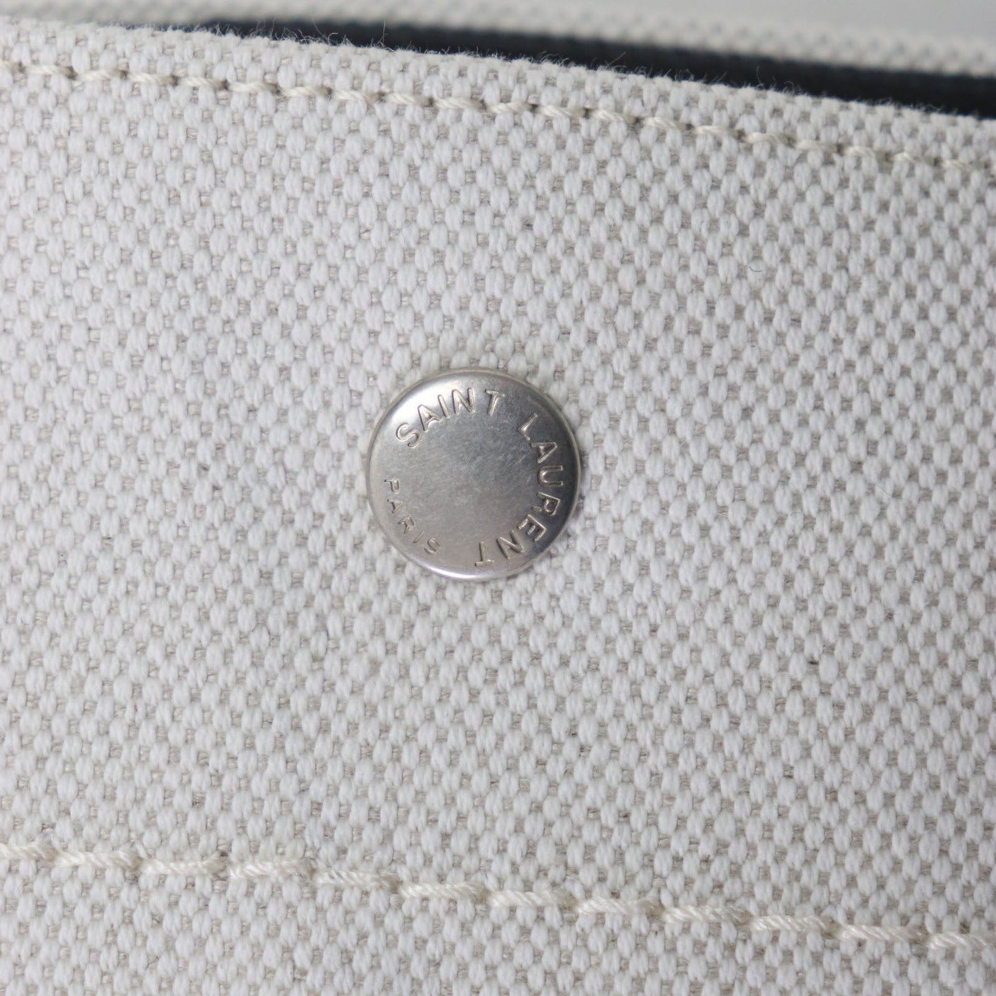 SAINT LAURENT – Rive Gauche Tote Bag – Beige & Black Canvas with Leather Trim – Italy – 100% Authentic Previously Owned Pristine/Unused Condition ~42% Off MSRP