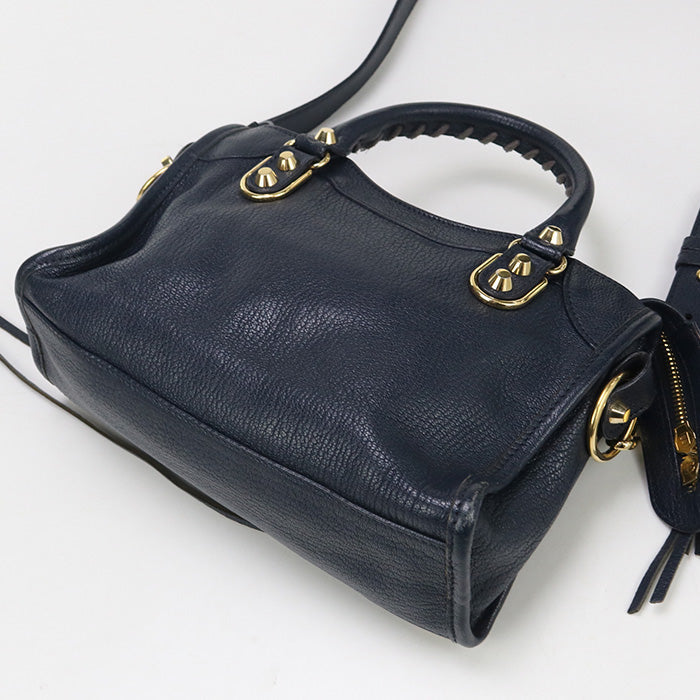 BALENCIAGA – Classic Navy Leather 2WAY Handbag – Women – 100% Authentic Pre-Owned – AB Condition ~31% Total Savings