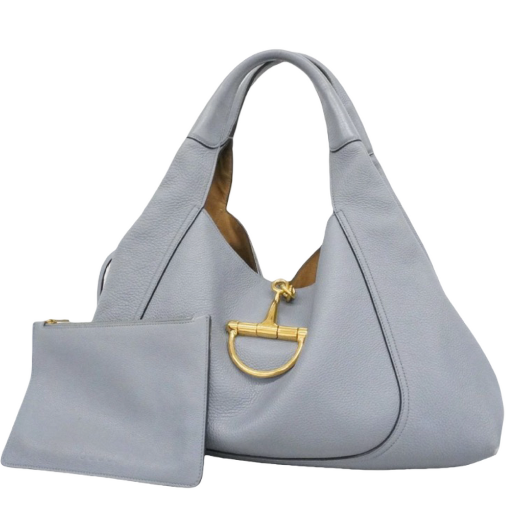 GUCCI Soft Bit Blue Leather Shoulder Bag | Pre-Owned Authentic