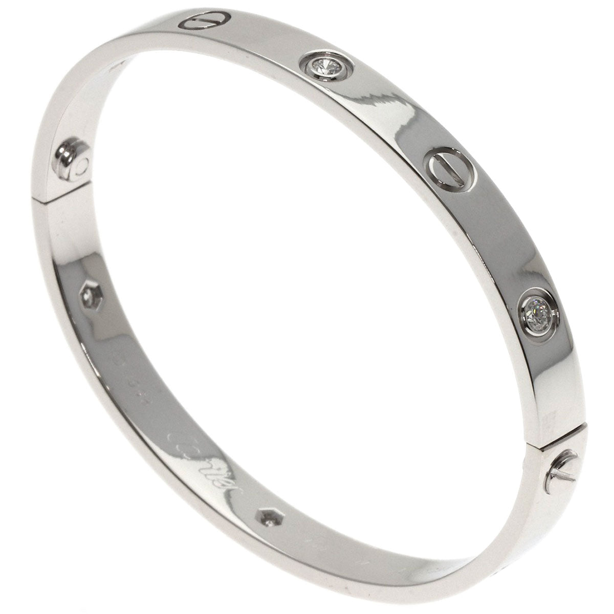 Cartier Love Bracelet Half Diamond #17 with Driver – 18K White Gold –