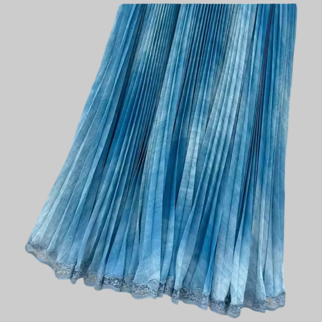 Denim Blue Lace-Trim Camisole & Pleated Maxi Skirt
