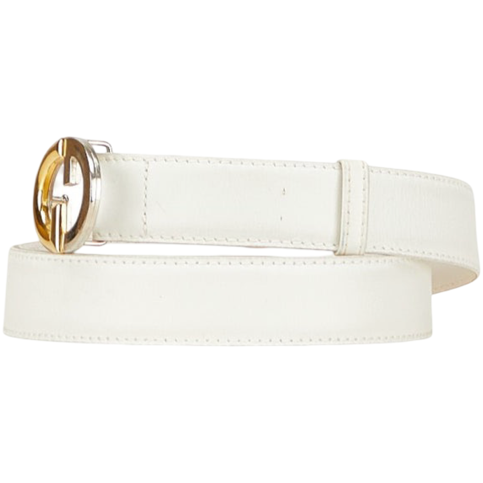 Gucci Old Gucci Leather Belt Leather GG Buckle Authentic Previously Owned