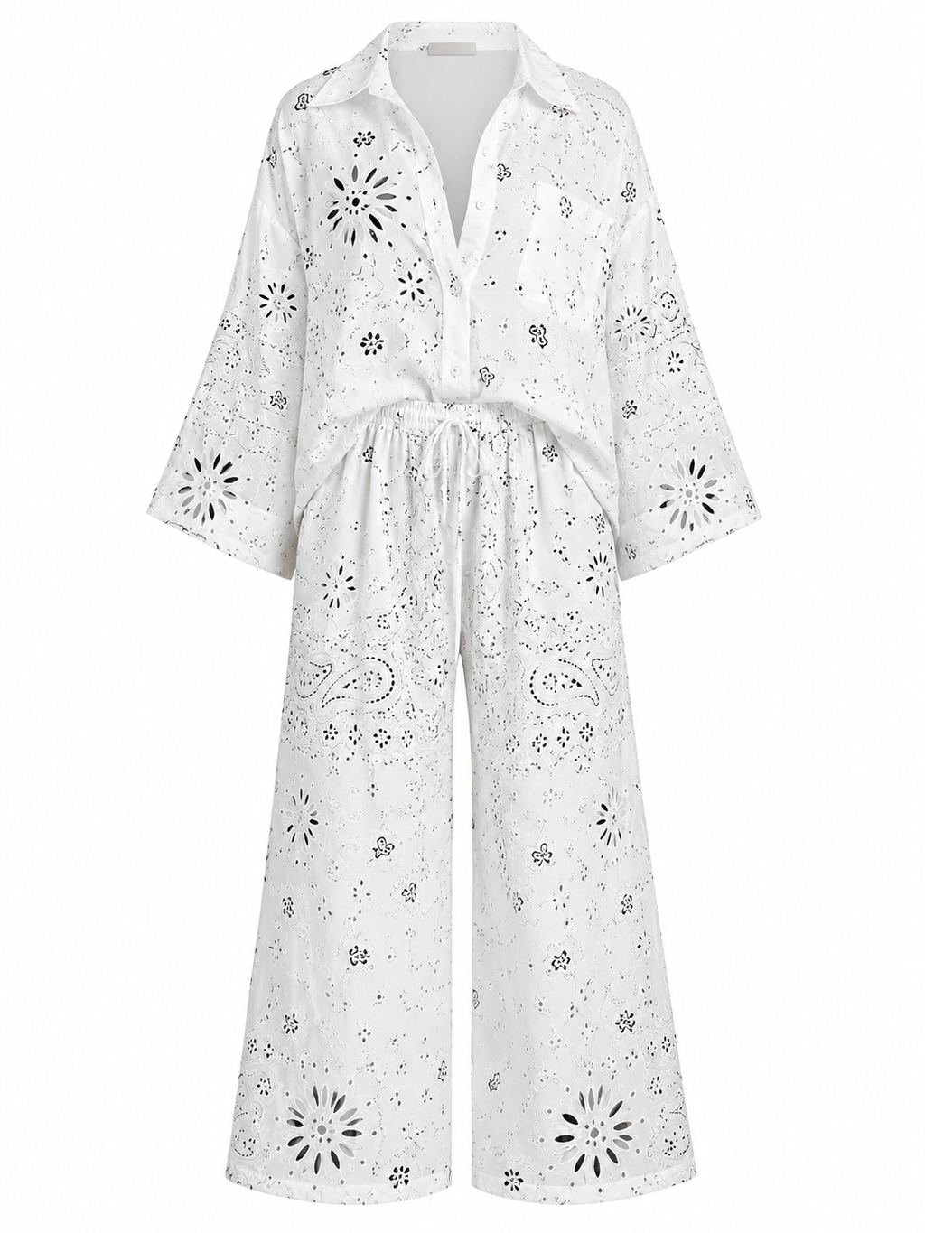 Boho Paisley Oversized Matching Shirt & Wide-Leg two-piece co-ord Outfit