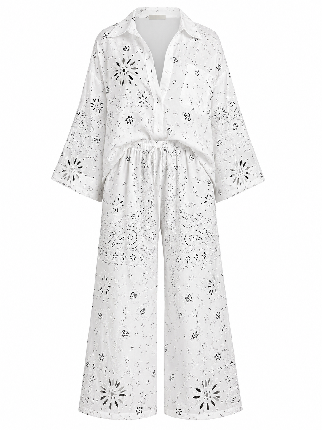 Boho Paisley Oversized Matching Shirt & Wide-Leg two-piece co-ord Outfit