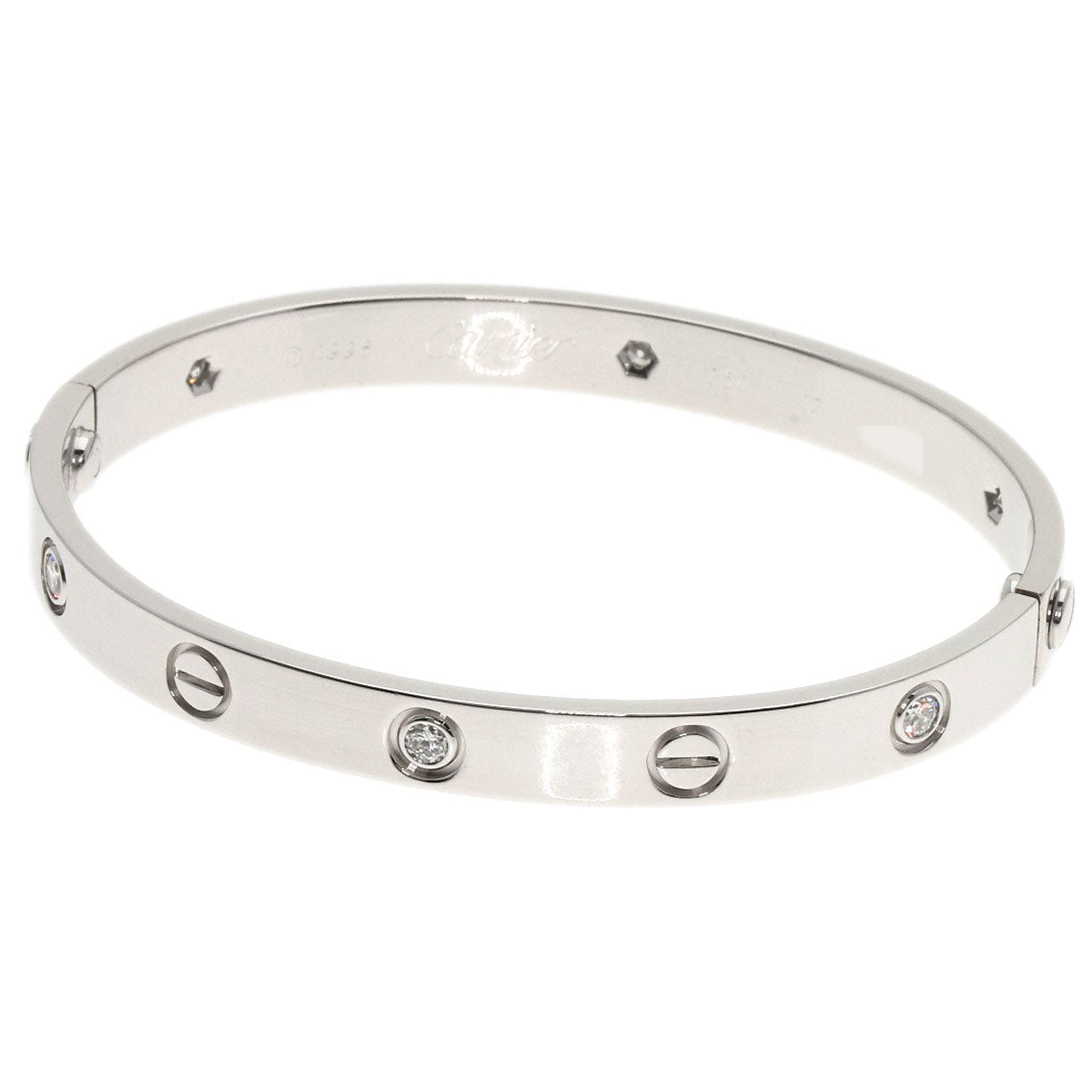 Cartier Love Bracelet Half Diamond #17 with Driver – 18K White Gold –