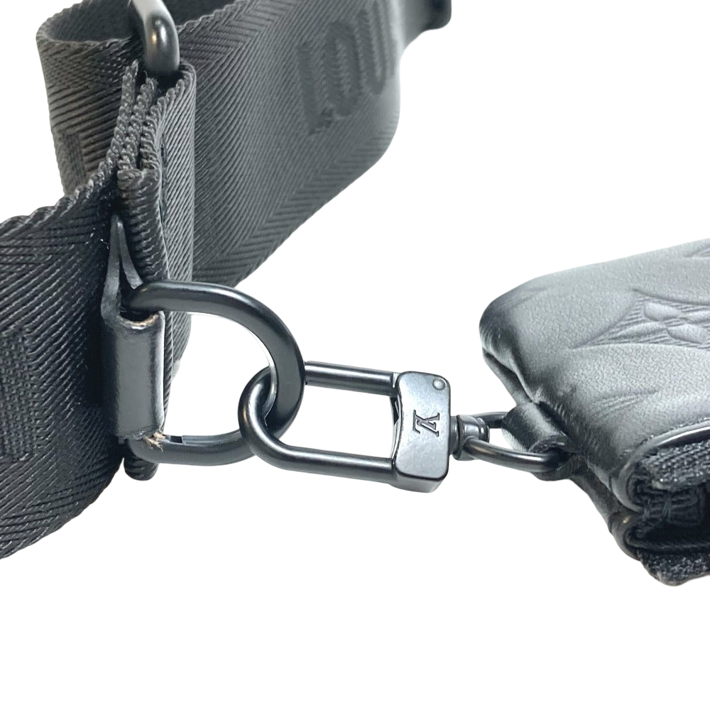 Louis Vuitton Duo Messenger Sling Bag Black Monogram Shadow Leather