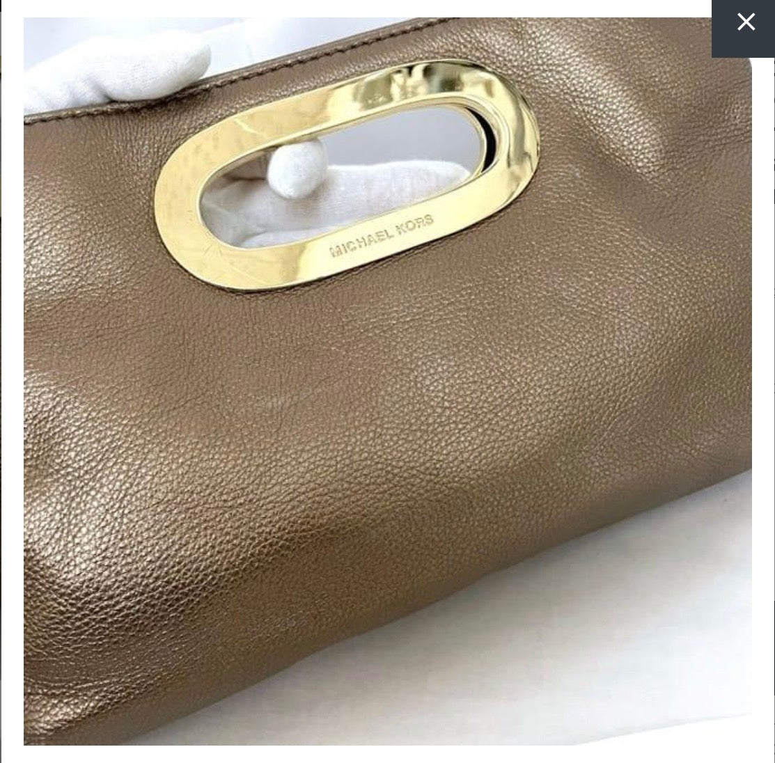 Michael Kors Leather Clutch Bag Brown Gold Hardware Previously Owned Authentic