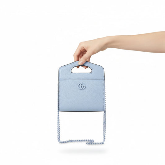 GUCCI – Compact Double G Wallet – Blue Leather  – 100% Authentic Previously Owned Very Good Condition | L’LUXE Authentic’s