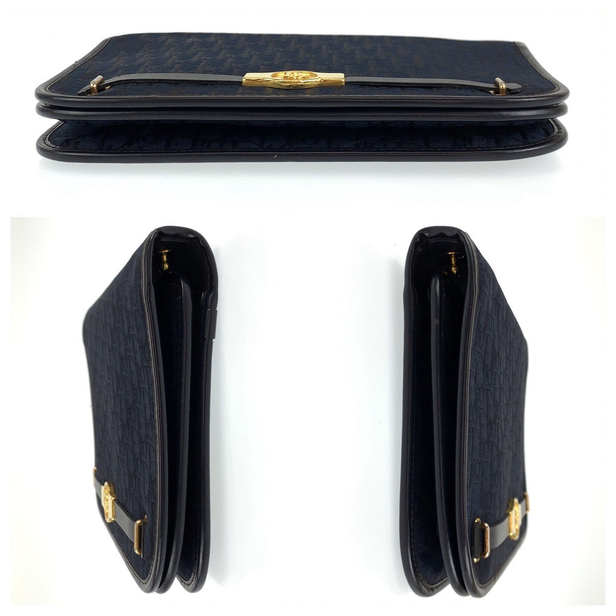 Christian Dior Trotter Canvas navy Gold Metal by John Galliano Era – 100% Authentic ✨ Very Good Pre-Owned Condition ~ 24% off MSRP