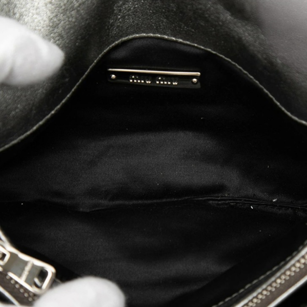 Miu Miu Matelassé Nappa Crystal Chain Shoulder Bag Silver Leather previously owned Authentic