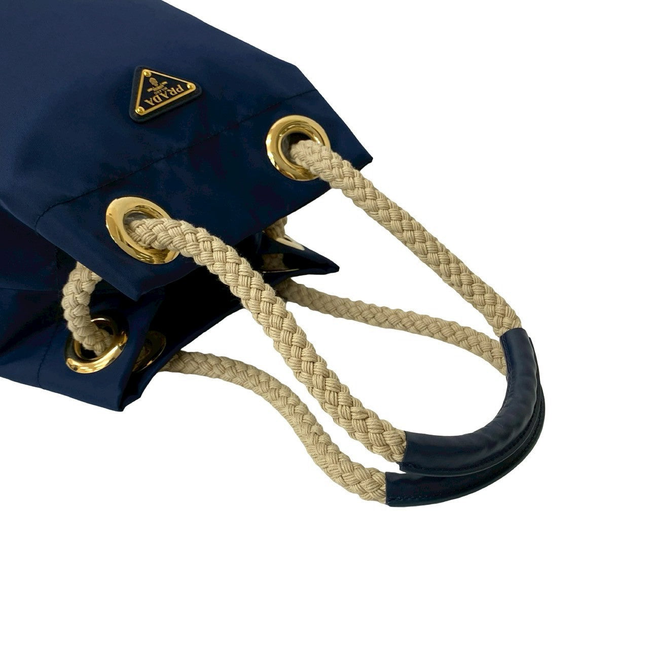 PRADA – Shoulder Bag – Triangle Logo Metal – Navy –nylon & Leather