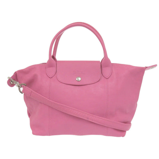 LONGCHAMP – Le Pliage Cuir 2-Way Folding Handbag – Pink Leather –