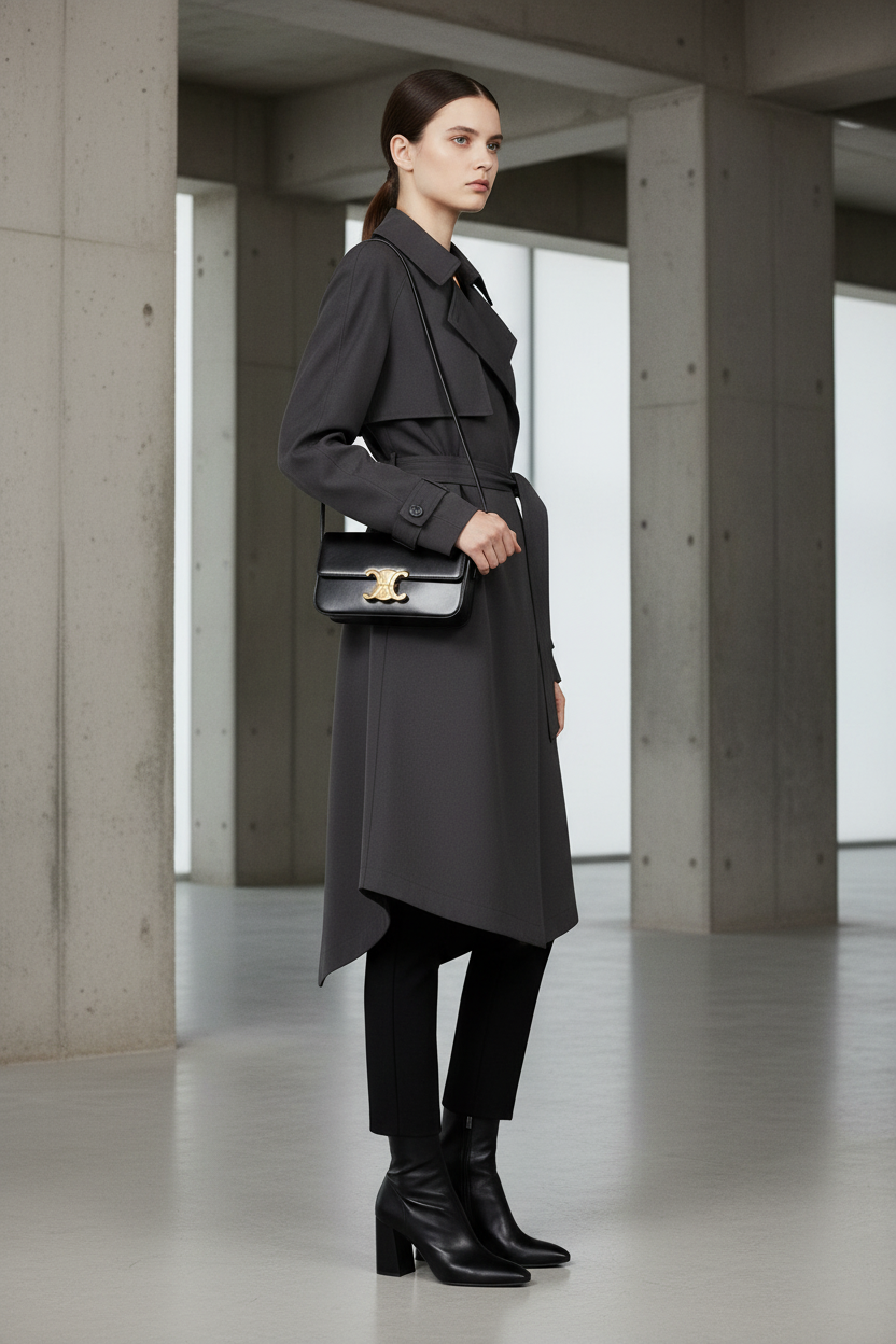 CELINE Triomphe Claude black Leather