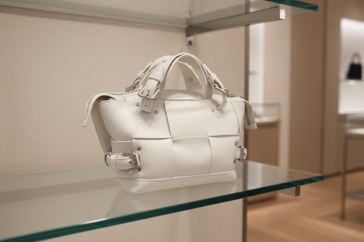 Bottega Veneta Arco Tool Bag Off-White Calfskin Leather –Previously Owned