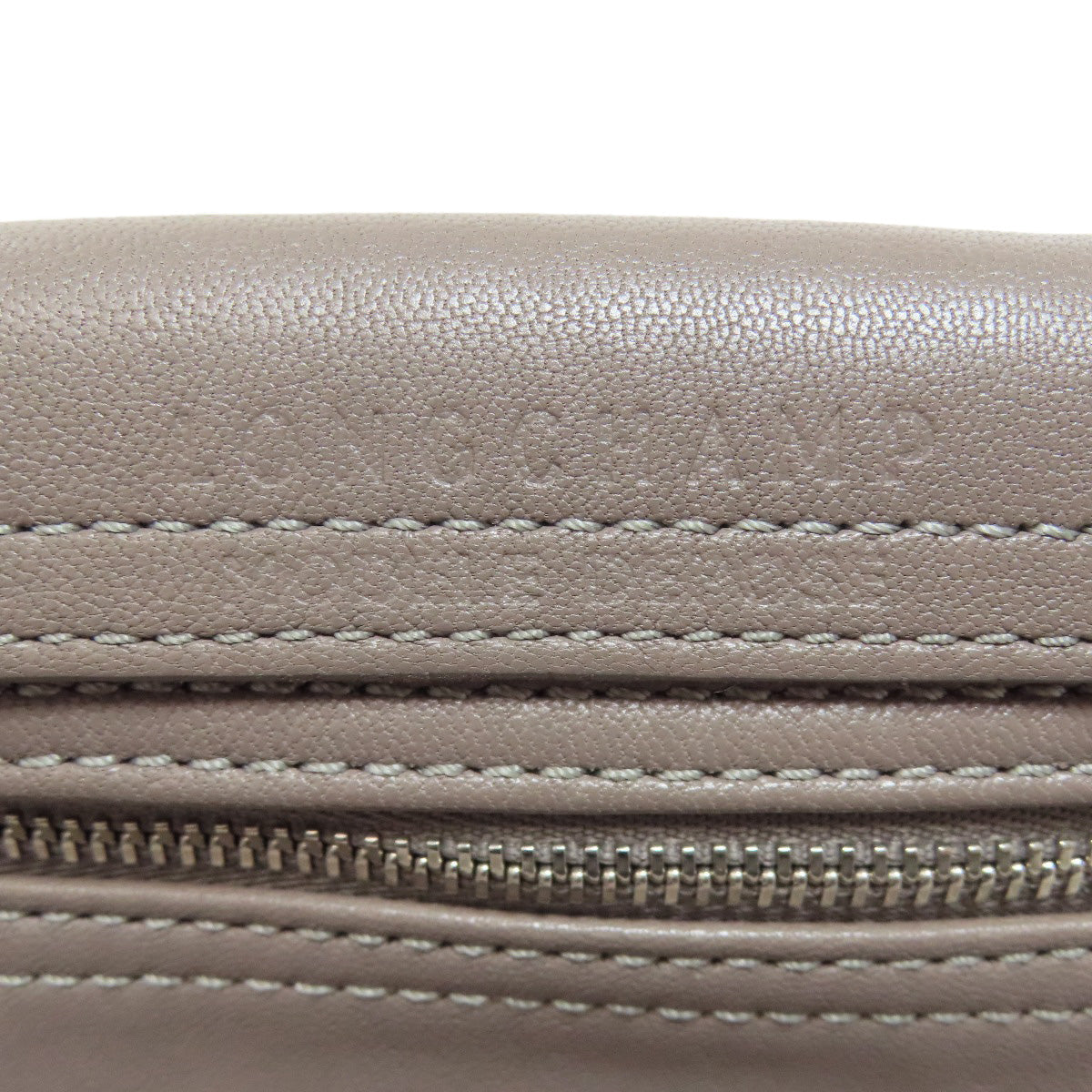 Longchamp Classic Leather Logo Line Leather Gray –
