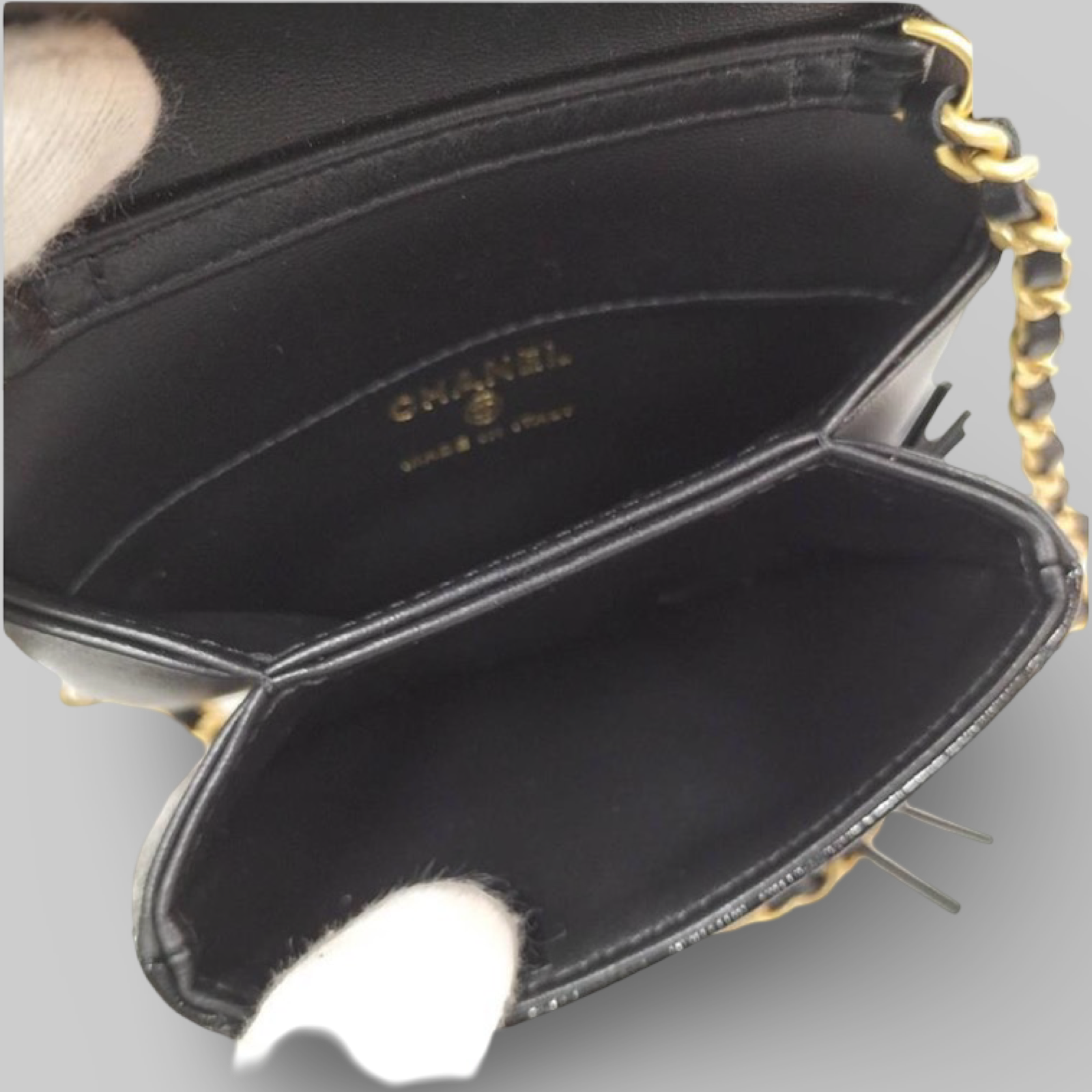 Chanel Chain Clutch Bag Coco Mark Lambskin Leather Black – Excellent Pre-Owned Authentic