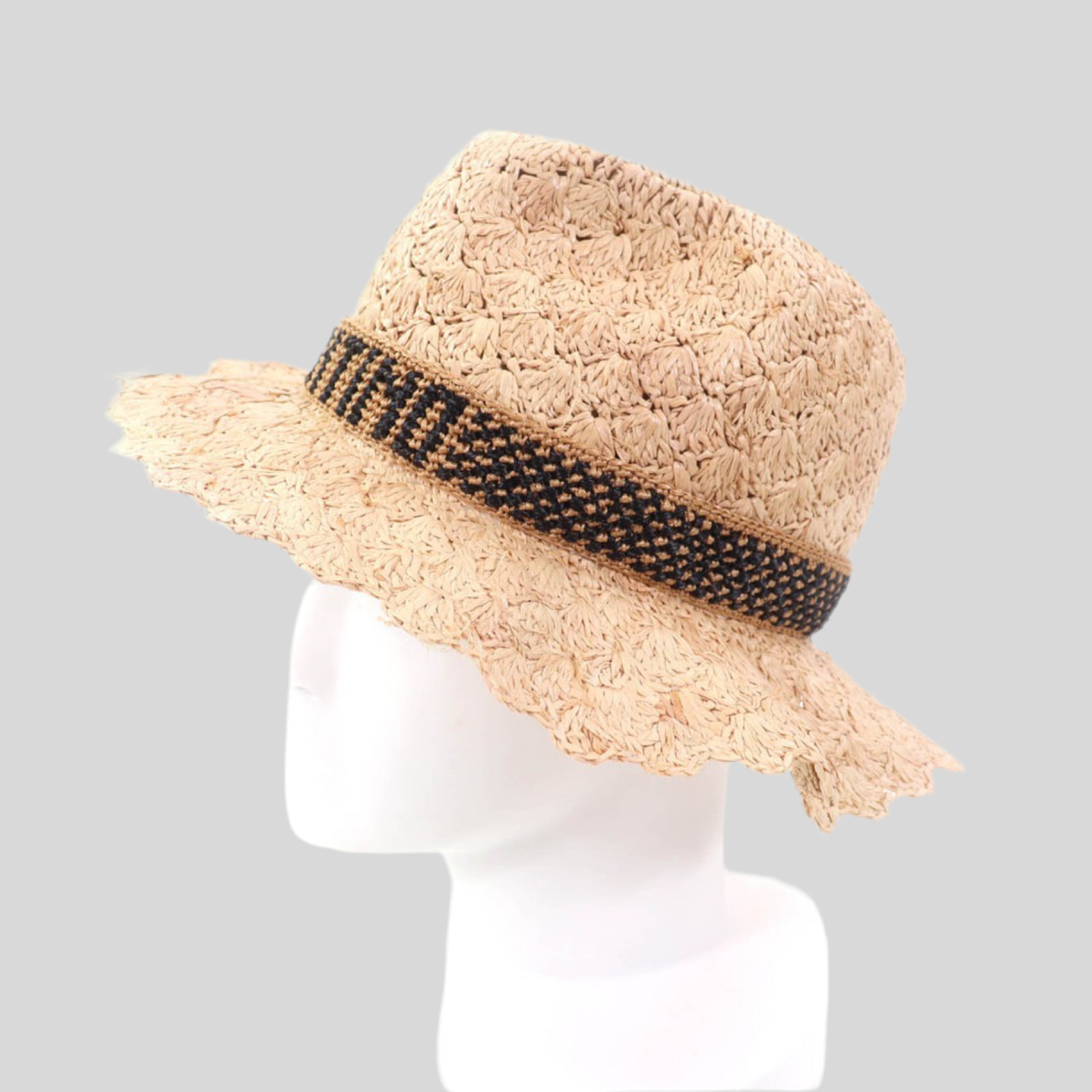 Valentino x Borsalino Straw Panama Hat Natural - Embroidered Logo Previously Owned Pristine Authentic