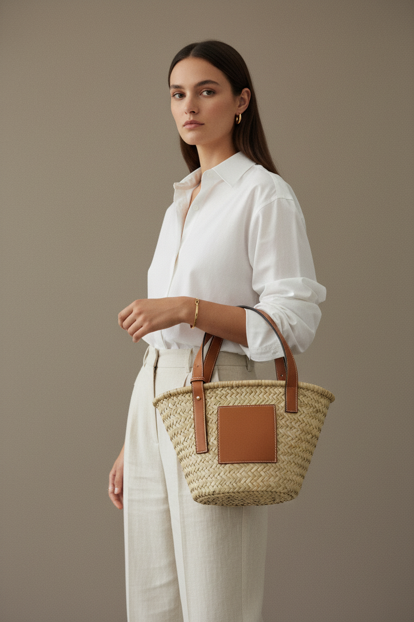 Natural Straw Woven Shoulder Basket Style (Generic) ships 1-2 days