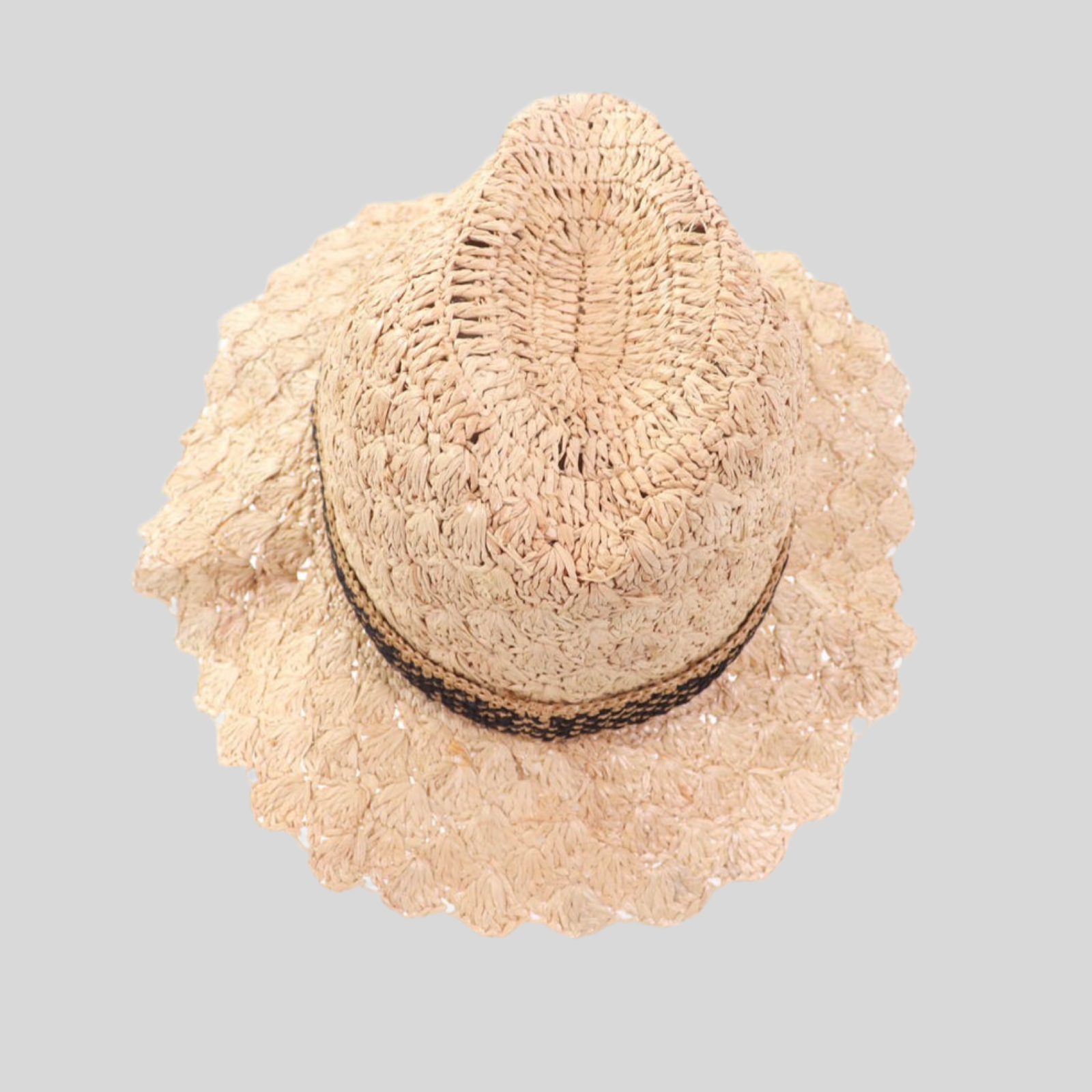 Valentino x Borsalino Straw Panama Hat Natural - Embroidered Logo Previously Owned Pristine Authentic
