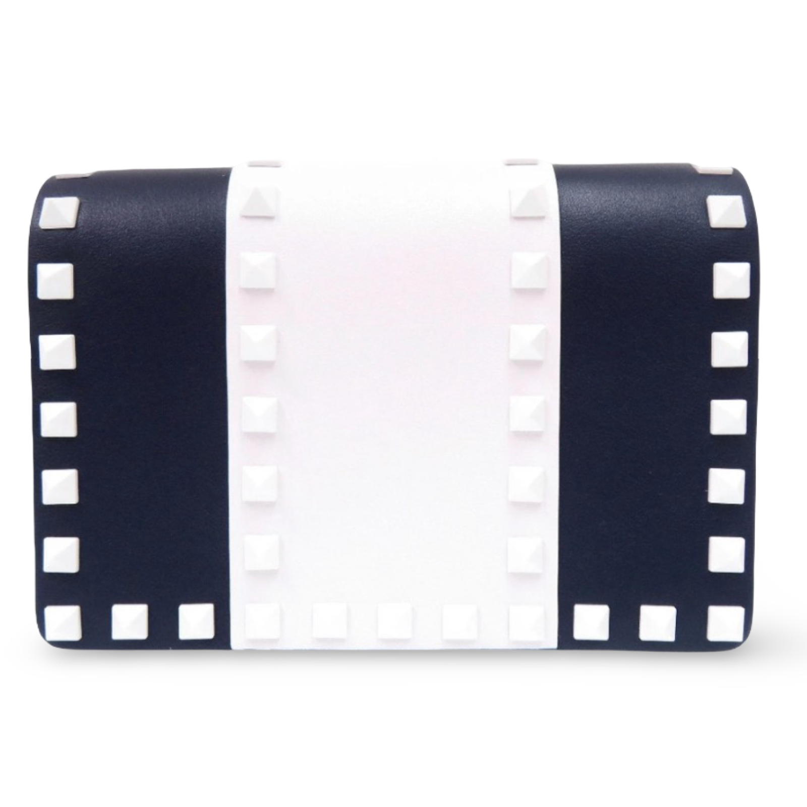 VALENTINO GARAVANI Free Rockstud Spike Leather Shoulder Bag — Navy & White Authentic Previously Owned