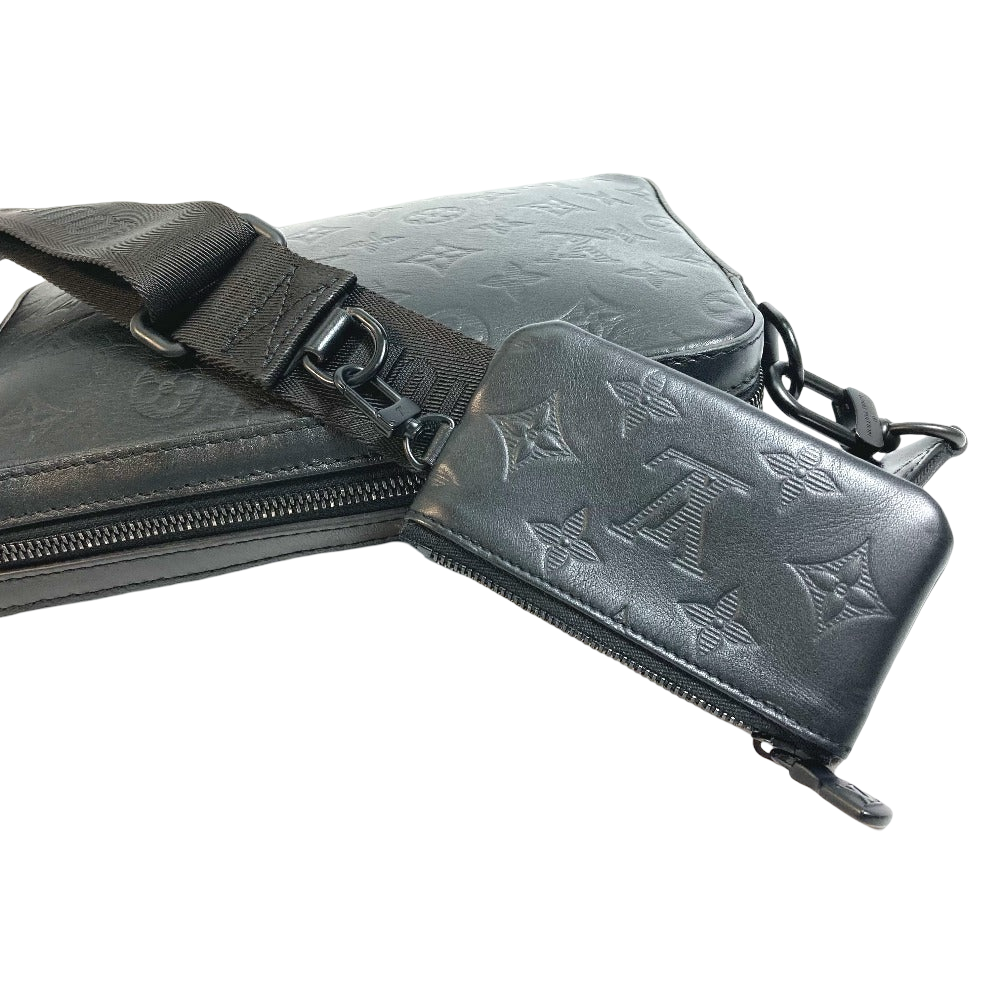Louis Vuitton Duo Messenger Sling Bag Black Monogram Shadow Leather