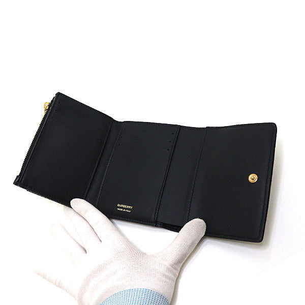 BURBERRY – Compact Tri-Fold Wallet – Black Leather 100% Authentic ✨Previously Owned Near-Mint Condition ~34% Off MSRP
