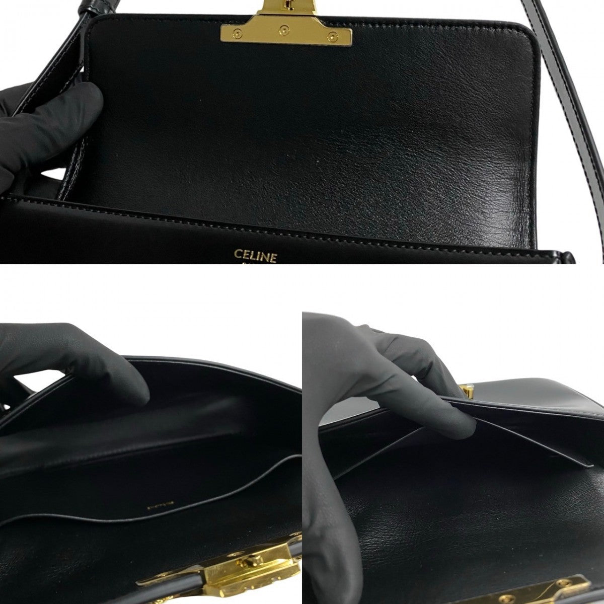 CELINE Triomphe Claude black Leather