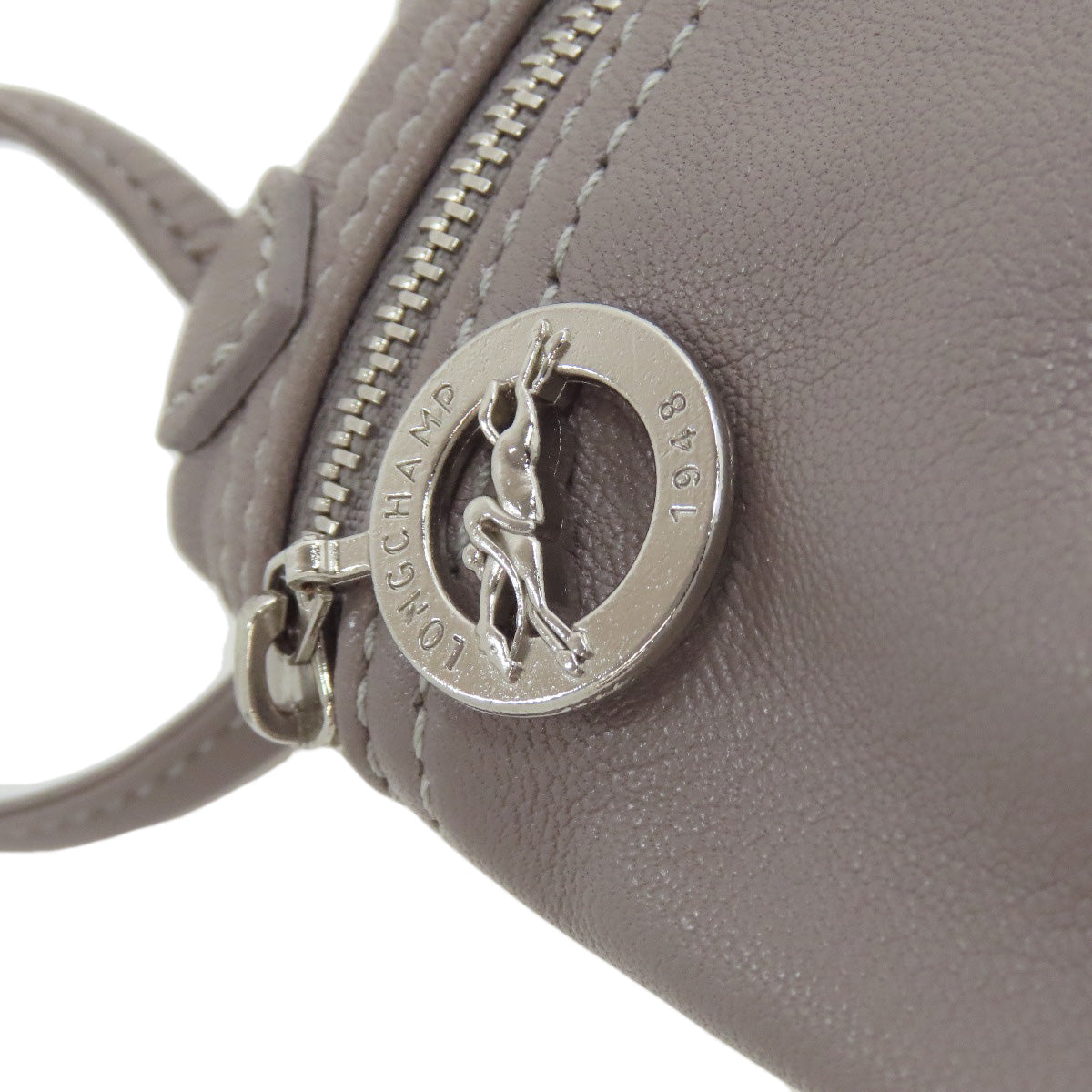 Longchamp Classic Leather Logo Line Leather Gray –
