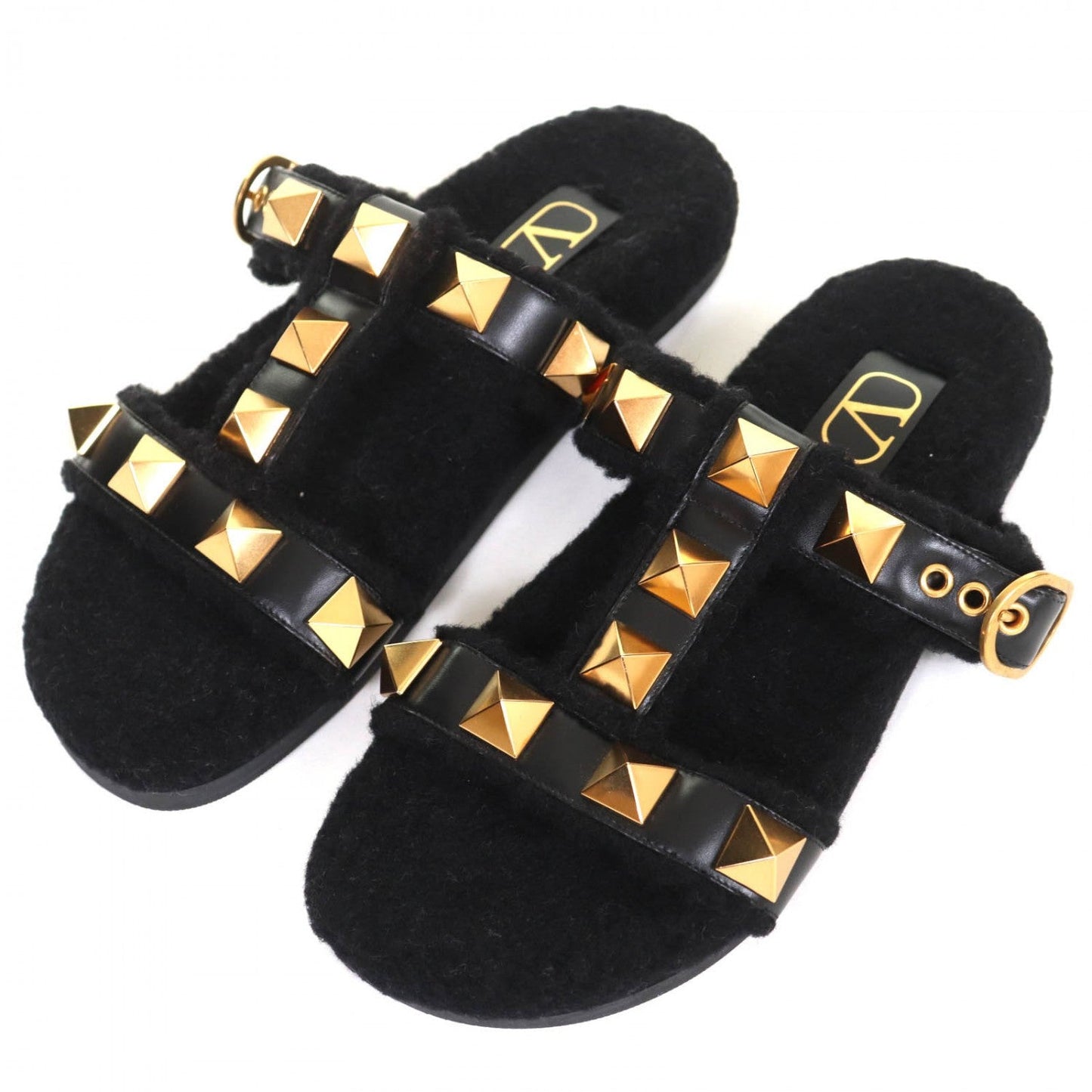 VALENTINO GARAVANI – Sandals – Leather Black  – Size Euro 39 –