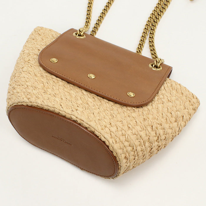 SAINT LAURENT – Manon Mini Basket Bag – Raffia & Leather Beige – Madagascar – 100% Authentic Previously Owned Very Good Condition ~43% Off MSRP