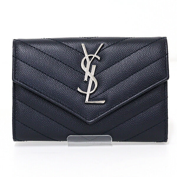 SAINT LAURENT – Small Envelope Bifold Wallet – Navy Leather – Italy – 100% Authentic Previously Owned UNUSED / Pristine Condition ~41% Off MSRP
