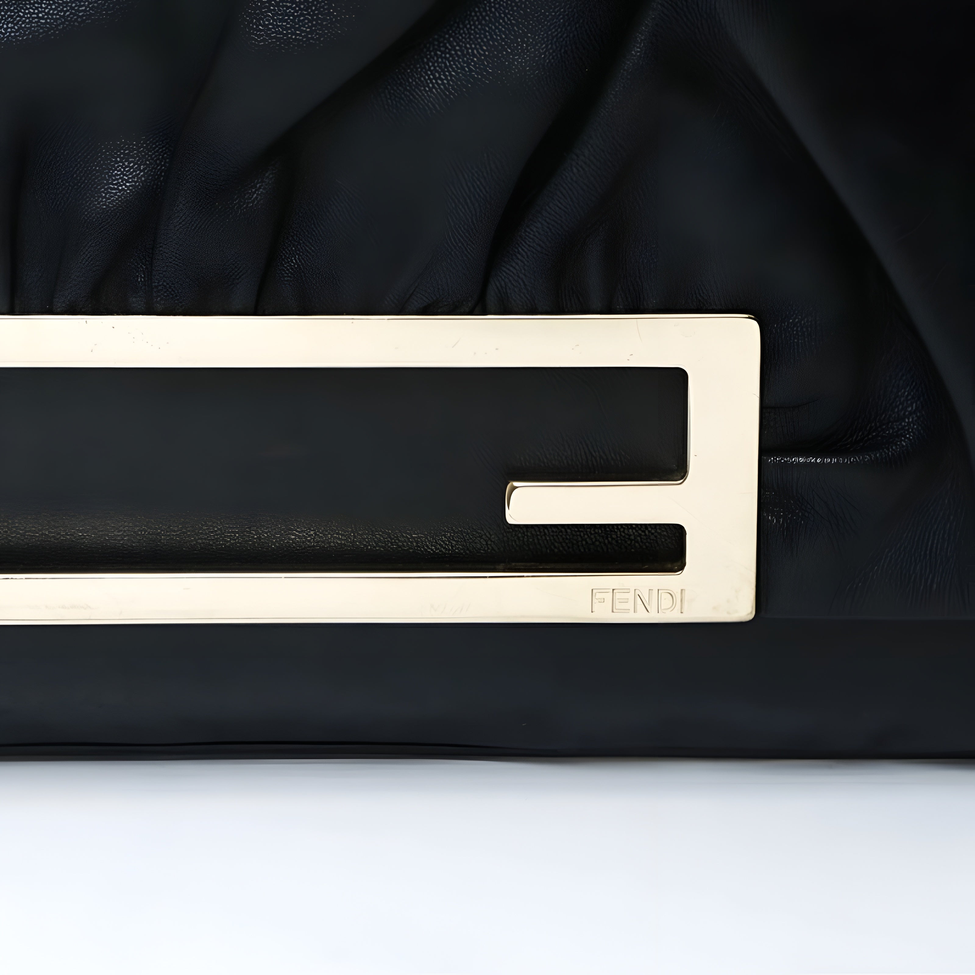 FENDI Bucket 2-Way Leather Clutch Shoulder Bag Authentic Previously Owned