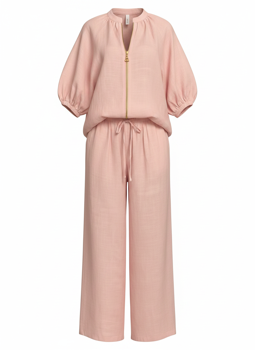 Solid Wide-Leg 2-Piece Pant Set