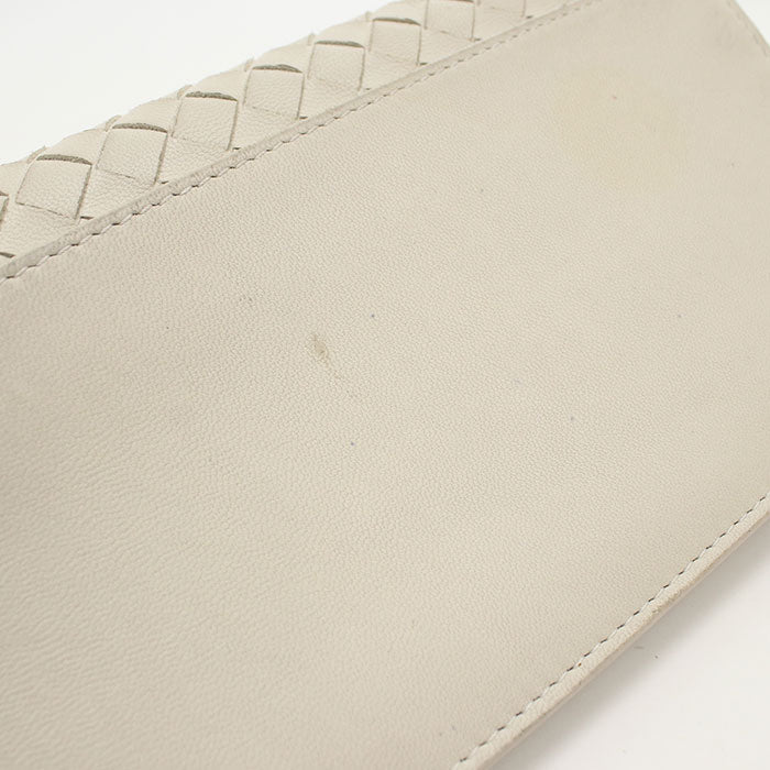 BOTTEGA VENETA – Intrecciato Leather Chain Wallet – White – 100% Authentic ✨lPreviously Owned Very Good Condition ~34% Off MSRP