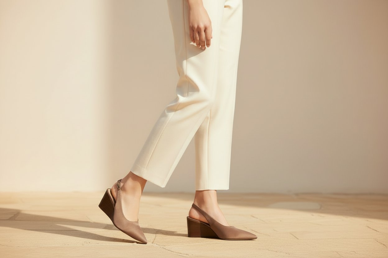 Satin Wedge Slingback Pumps