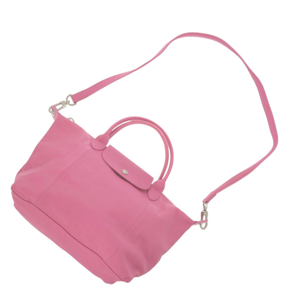 LONGCHAMP – Le Pliage Cuir 2-Way Folding Handbag – Pink Leather –
