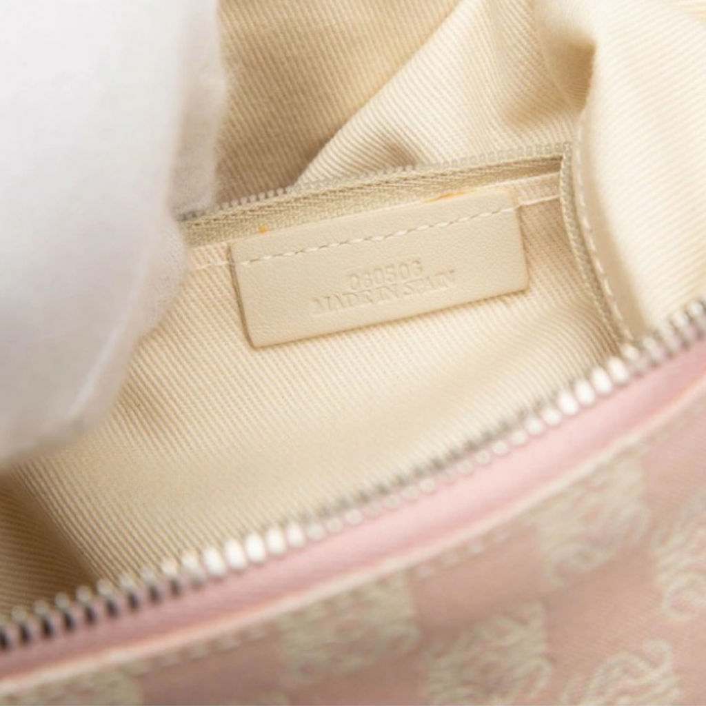 LOEWE Anagram Crossbody Shoulder Bag Pink Brown Leather Canvas Previously Owned Authentic